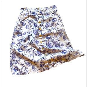 Cynthia Rowley 100% Linen Buttoned Floral Skirt